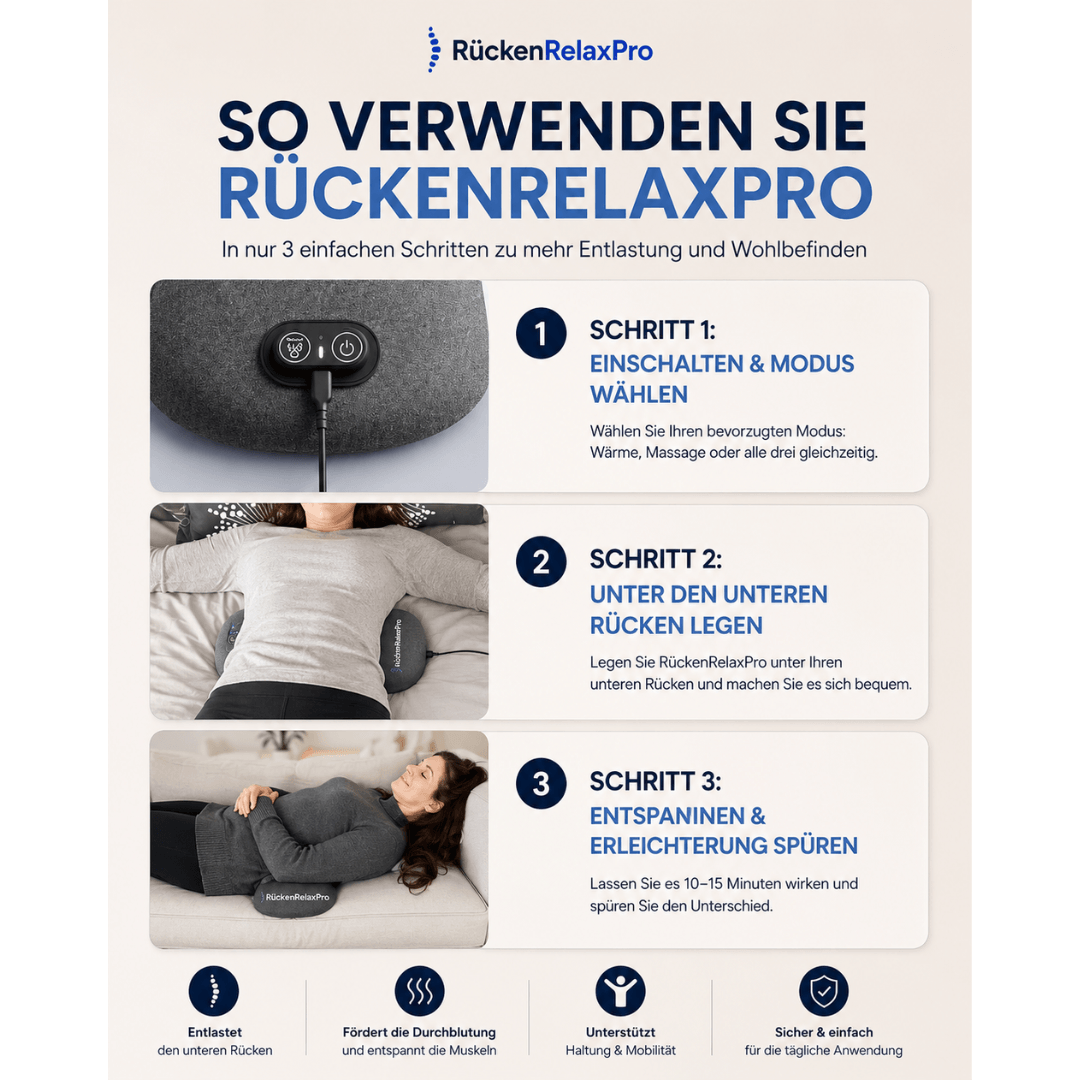 RückenRelaxPro Rückenmassagegerät – zu Hause, im Büro und auf Reisen einsetzbar