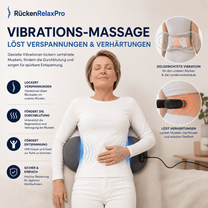 RückenRelaxPro Vibrationsmassage löst Verspannungen im unteren Rücken und fördert die Durchblutung
